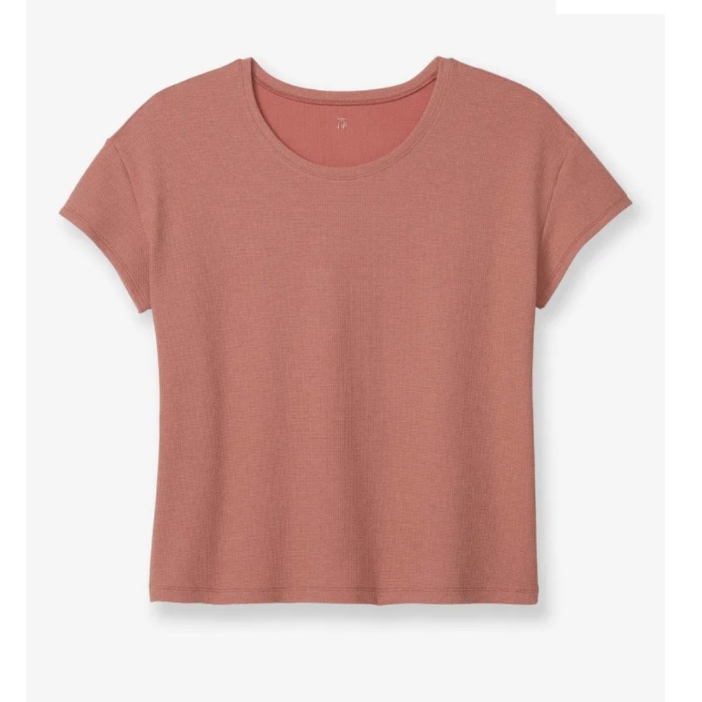 TOMMY JOHN Women's Tee Size Small Zen‎ Waffle Tee Light Mahogany